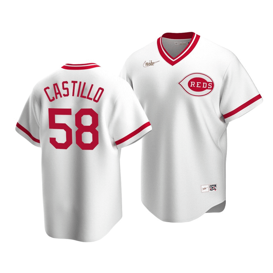 Men'S Cincinnati Reds Luis Castillo #58 Cooperstown Collection White Home Jersey
