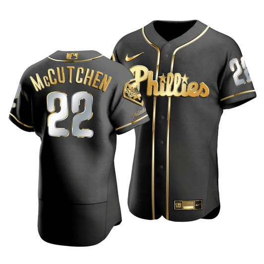 Men'S Philadelphia Phillies Andrew Mccutchen #22 Golden Edition Black  Jersey