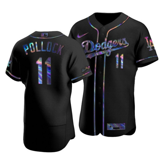 Men'S Los Angeles Dodgers A.J. Pollock #11 Iridescent Logo Holographic Limited  Jersey Black