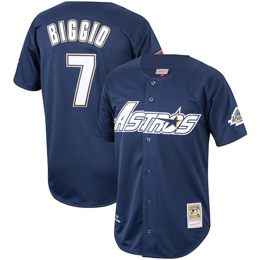 Men's Houston Astros Craig Biggio Mitchell & Ness Navy Cooperstown Collection 1994  Jersey