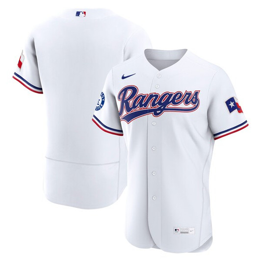 Men's Texas Rangers Nike White Home Sponsor Patch  Jersey