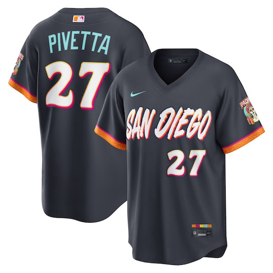 Men's San Diego Padres Nick Pivetta Nike Obsidian 2026 City Connect Stadium Jersey