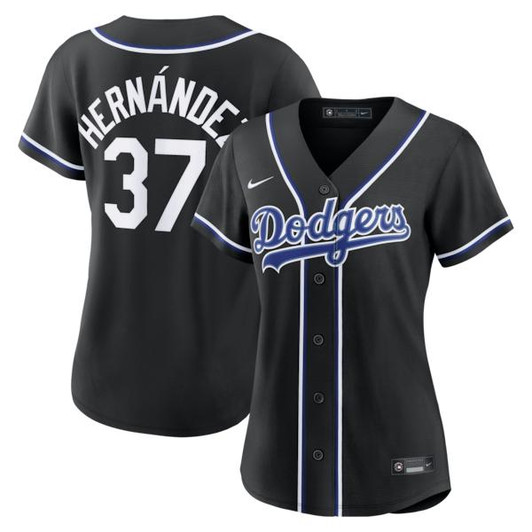 Women's Los Angeles Dodgers Teoscar Hernández Nike Fashion Black Out Replica Jersey