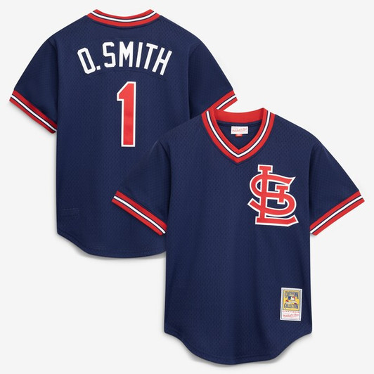 Men's St. Louis Cardinals Ozzie Smith Mitchell & Ness Navy  Batting Practice Jersey