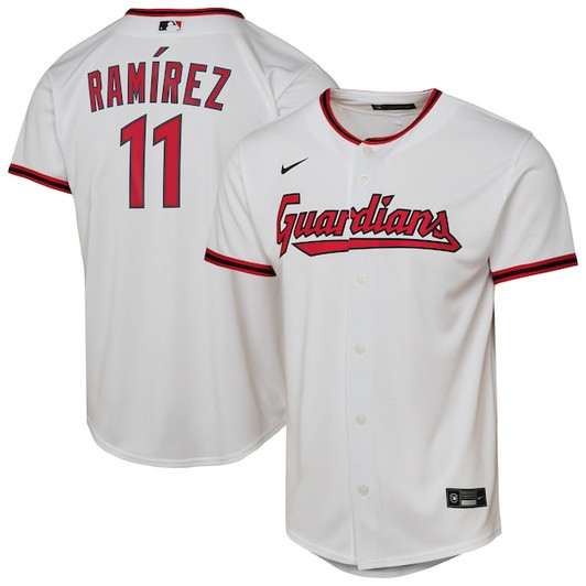 Youth Cleveland Guardians José Ramírez Nike White Home Replica Player Jersey