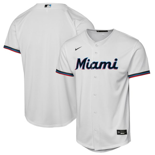 Youth Miami Marlins  Nike White Home Replica Jersey