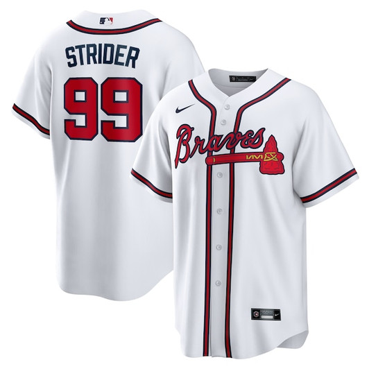 Men's Atlanta Braves Spencer Strider Nike White Replica Player Jersey