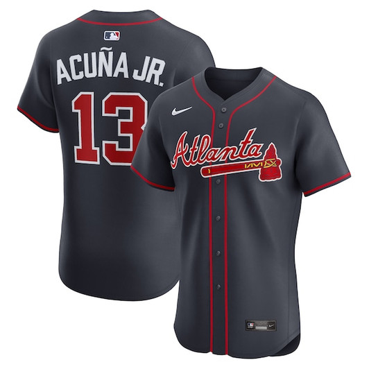 Men's Atlanta Braves Ronald Acuña Jr. Nike Navy Alternate Elite Jersey