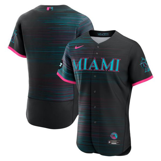 Men's Miami Marlins Nike Black City Connect  Sponsor Patch Jersey