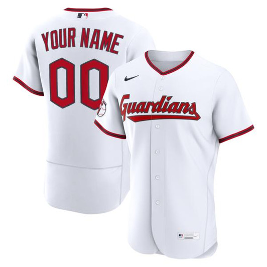 Men's Cleveland Guardians Nike White Home  Custom Jersey