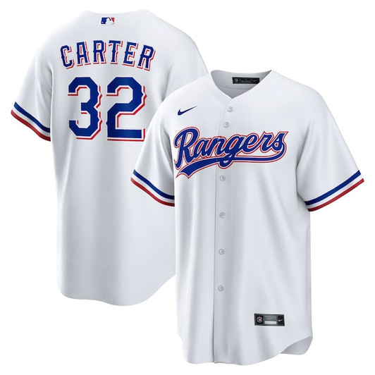 Men's Texas Rangers Evan Carter Nike White Home Replica Jersey