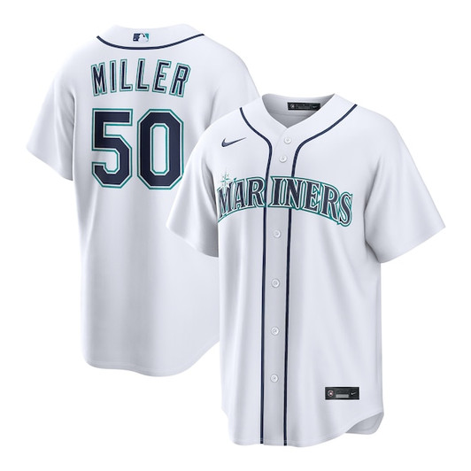 Men's Seattle Mariners Bryce Miller Nike White Home Replica Jersey