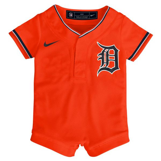 Newborn Detroit Tigers Nike Orange Alternate Replica Romper Jersey
