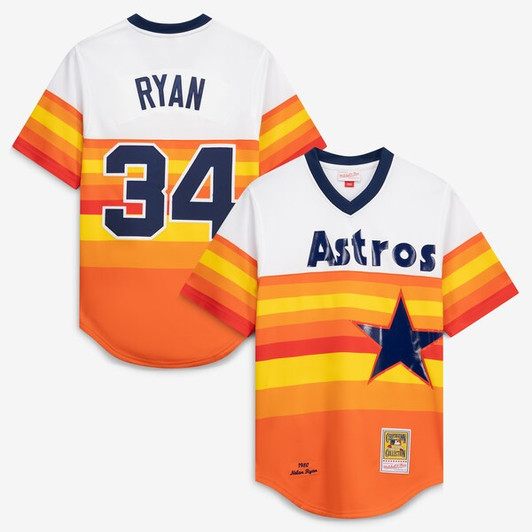 Men's Houston Astros Nolan Ryan Mitchell & Ness White Throwback  Jersey
