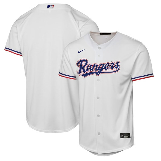 Youth Texas Rangers  Nike White Home Replica Jersey