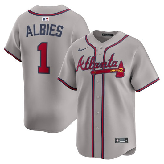Men's Atlanta Braves Ozzie Albies Nike Gray Road Limited Player Jersey