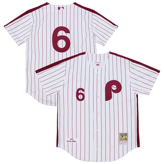 Men's Philadelphia Phillies Jimmy Rollins Mitchell & Ness White 2003 Cooperstown Collection  Jersey