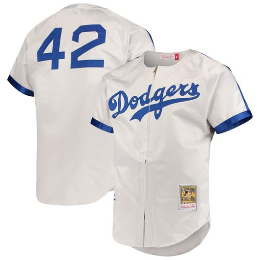 Men's Brooklyn Dodgers Jackie Robinson Mitchell & Ness Gray Cooperstown Collection  Jersey