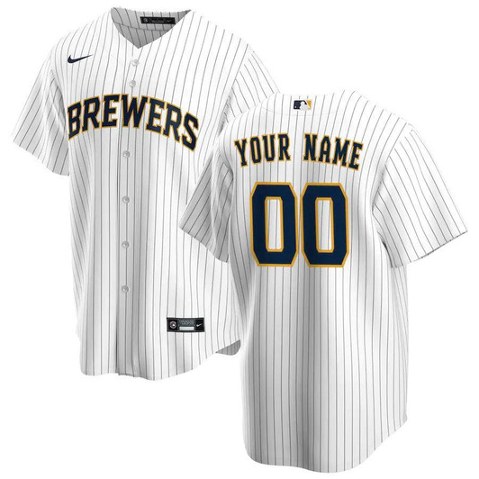 Mens Milwaukee Brewers Nike White Alternate Replica Custom Jersey