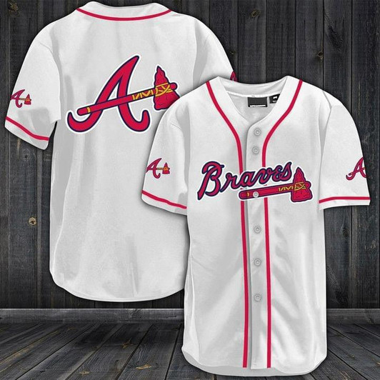 Atlanta Braves Mlb Baseball Team White 3D Designed Allover T-Shirt Gift For Braves Fans Baseball Jersey - MLB