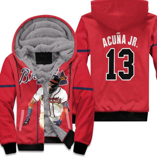 Atlanta Braves Ronald Acuna Jr 13 MLB Team Alternate Player Name Red Jersey Gift For Atlanta Braves Fans Fleece Hoodie - MLB