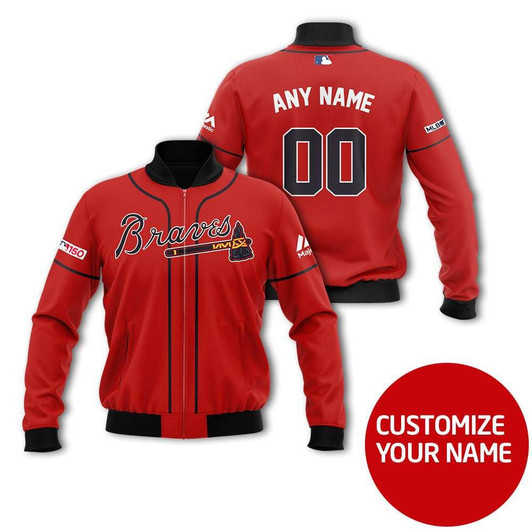 Atlanta Braves #00 Personalized Red Jersey Style Gift With Custom Number Name For Braves Fans Bomber Jacket
