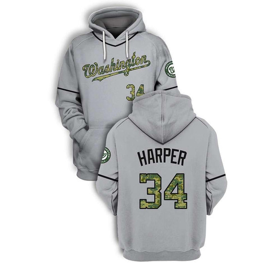 Washington Nationals Bryce Harper #34 Mlb Baseball 3D Silver Jersey Style Gift For Nationals Fans Hoodie - MLB
