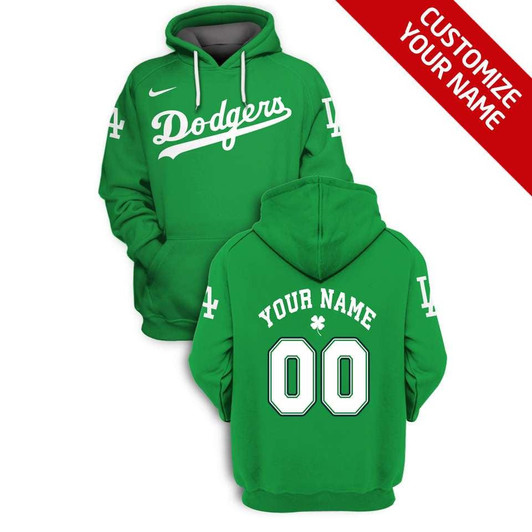 Los Angeles Dodgers #00 3D Personalized Green Jersey Style Gift With Custom Number Name For Dodgers Fans Hoodie - MLB