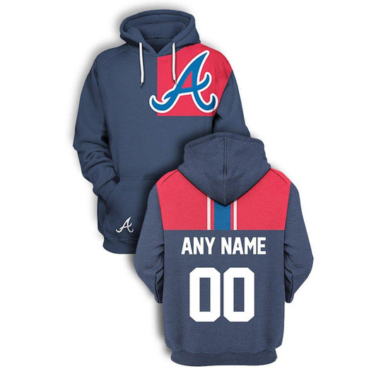 Atlanta Braves #00 Mlb Team Blue Jersey Style Gift With Custom Number Name For Atlanta Braves Fans Hoodie - MLB