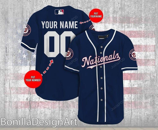 Personalized Washington Nationals Custom Baseball Tee Jersey Shirt