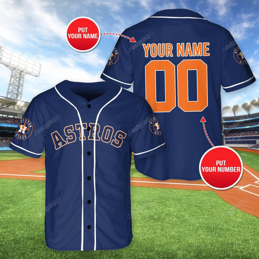 Personalized Houston Astros Custom Name And Number Baseball Tee Jersey Shirt