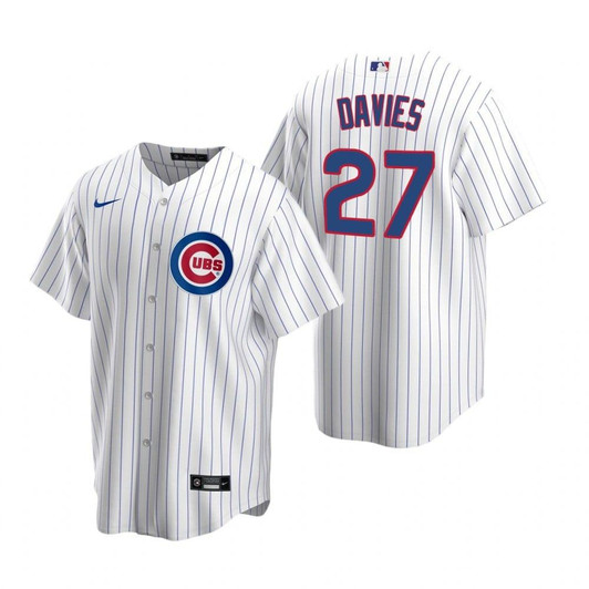 Mens Chicago Cubs #27 Zach Davies Home White Jersey Gift For Cubs Fans