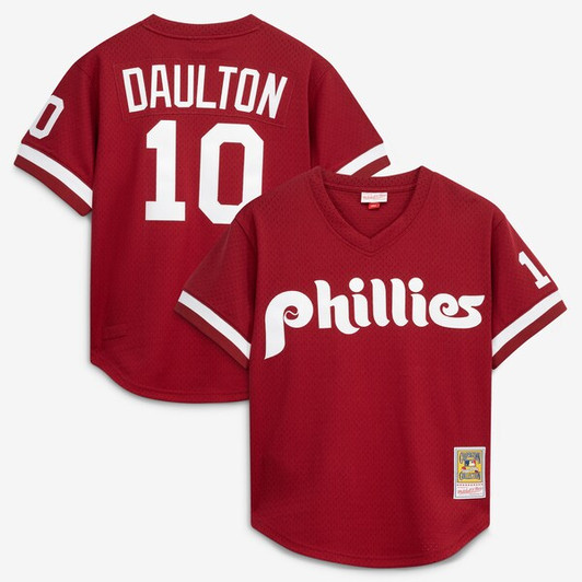 Men's Philadelphia Phillies Darren Daulton Mitchell & Ness Scarlet  Batting Practice Jersey