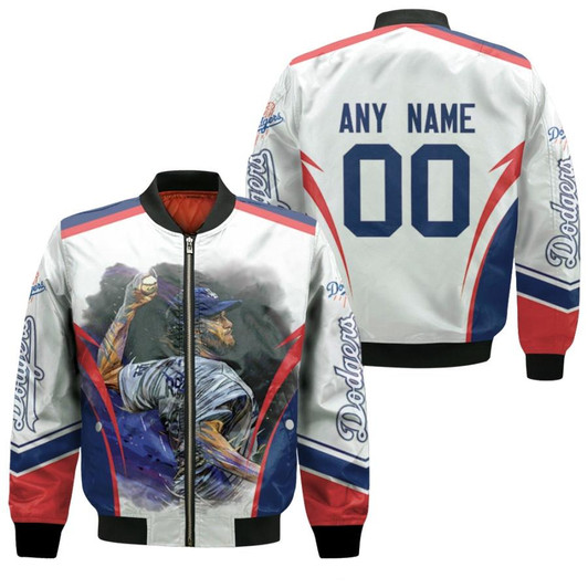 Los Angeles Dodgers Clayton Kershaw 00 MLB Team White Jersey Style Gift With Custom Number Name For Dodgers Fans Bomber Jacket