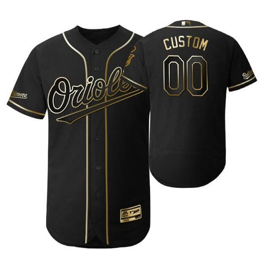Baltimore Orioles #00 Any Name Mlb 2019 Golden Edition Black Jersey Gift For Orioles Fans