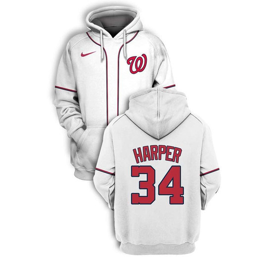 Washington Nationals Bryce Harper #34 3D White Jersey Style Gift For Washington Fans Hoodie