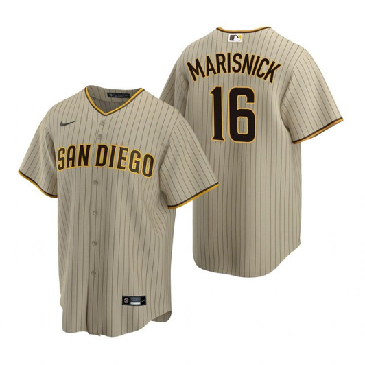 Mens San Diego Padres #16 Jake Marisnick 2020 Alternate Sand Brown Jersey Gift For Padres Fans