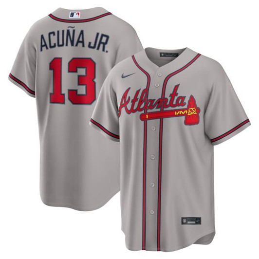Men's Atlanta Braves Ronald Acuña Jr. Nike Gray Road Replica Jersey