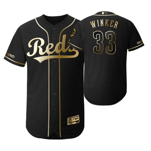 Cincinnati Reds #33 Jesse Winker Mlb 2019 Golden Edition Black Jersey Gift For Reds Fans