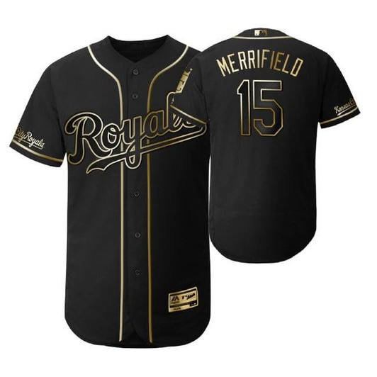 Kansas City Royals #15 Whit Merrifield Mlb 2019 Golden Edition Black Jersey Gift For Royals Fans