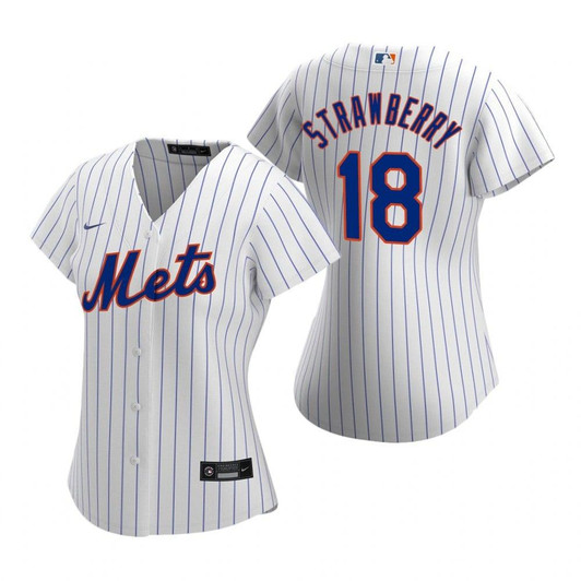 Womens New York Mets #18 Darryl Strawberry 2020 White Jersey Gift For Mets Fans