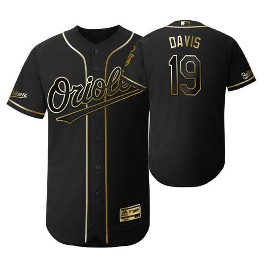 Baltimore Orioles #19 Chris Davis Mlb 2019 Golden Edition Black Jersey Gift For Orioles Fans