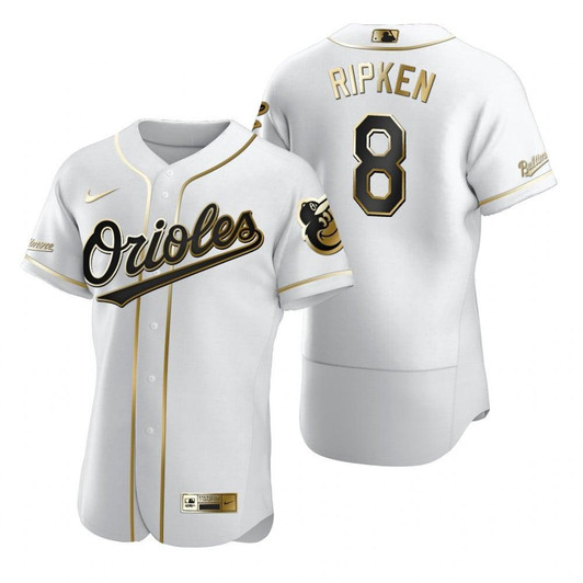 Baltimore Orioles #8 Cal Ripken Jr. Mlb Golden Edition White Jersey Gift For Orioles Fans