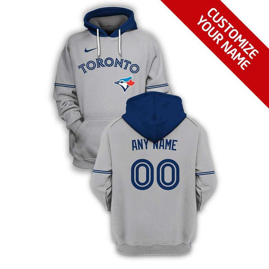 Toronto Blue Jays Mlb Baseball Team Grey Personalized Number Name Jersey Style Gift For Blue Jays Fans Hoodie