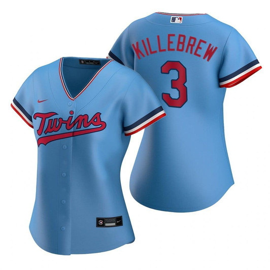 Womens Minnesota Twins #3 Garmon Killebrew 2020 Light Blue Jersey Gift For Twins Fans