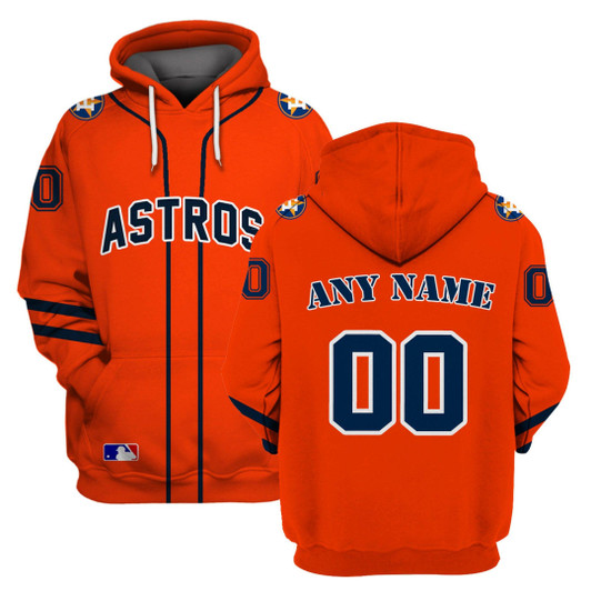Houston Astros Mlb Baseball Team Orange Jersey Style Personalized Number Name Gift For Astros And Baseball Fans Hoodie