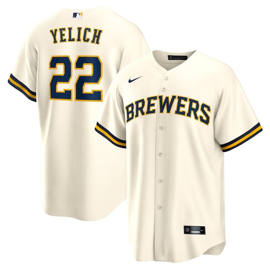 Men's Milwaukee Brewers Christian Yelich Nike Cream Home Replica Player Jersey
