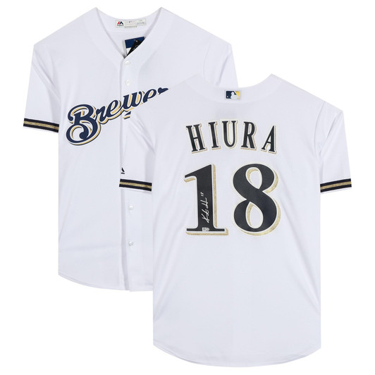 Keston Hiura Milwaukee Brewers Fanatics  Autographed White Replica Jersey