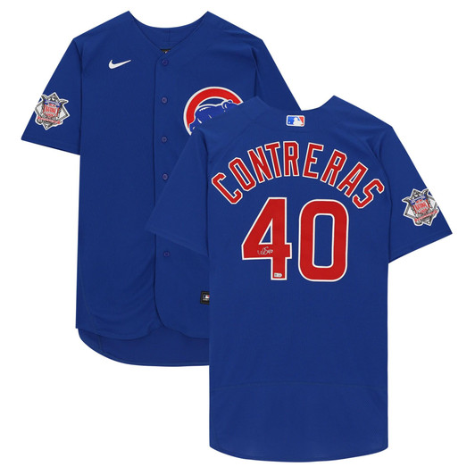 Willson Contreras Chicago Cubs Fanatics  Autographed Blue Nike Replica Replica  Jersey