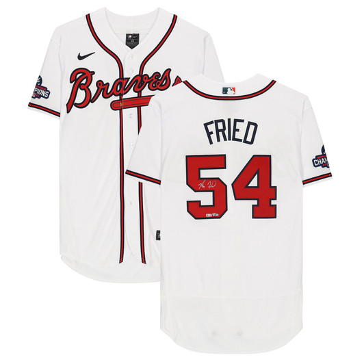Max Fried Atlanta Braves Fanatics  Autographed Nike Replica Replica  2021 World Series Patch Jersey - White
